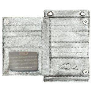 P NASH leather PHONE versitile wallet CHIAVELLA CROSSBODY BAG small muted silver